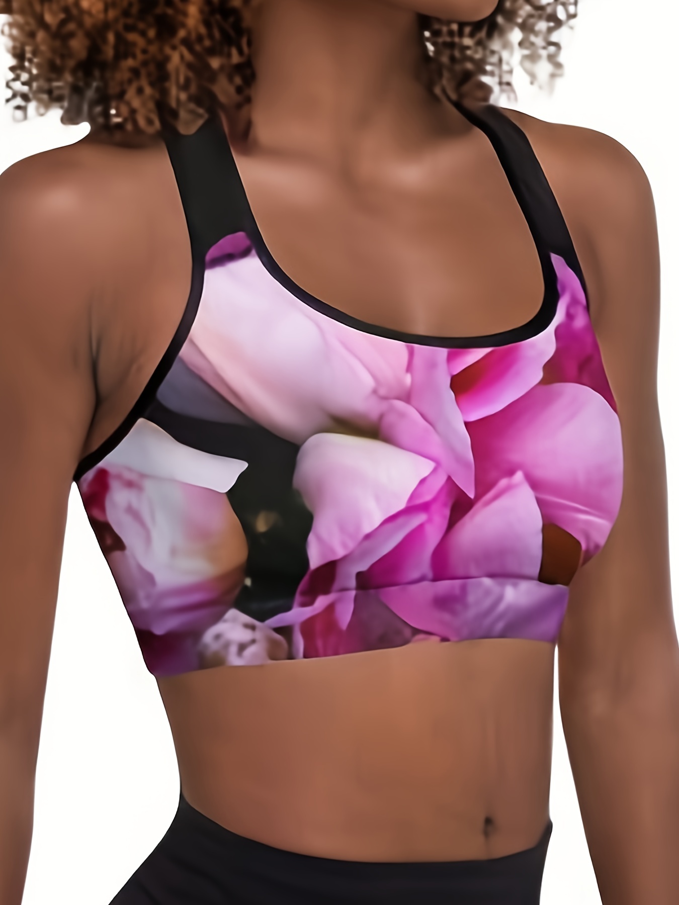 Plus Size Sports Bra Women's Plus Floral Print Racer Back - Temu