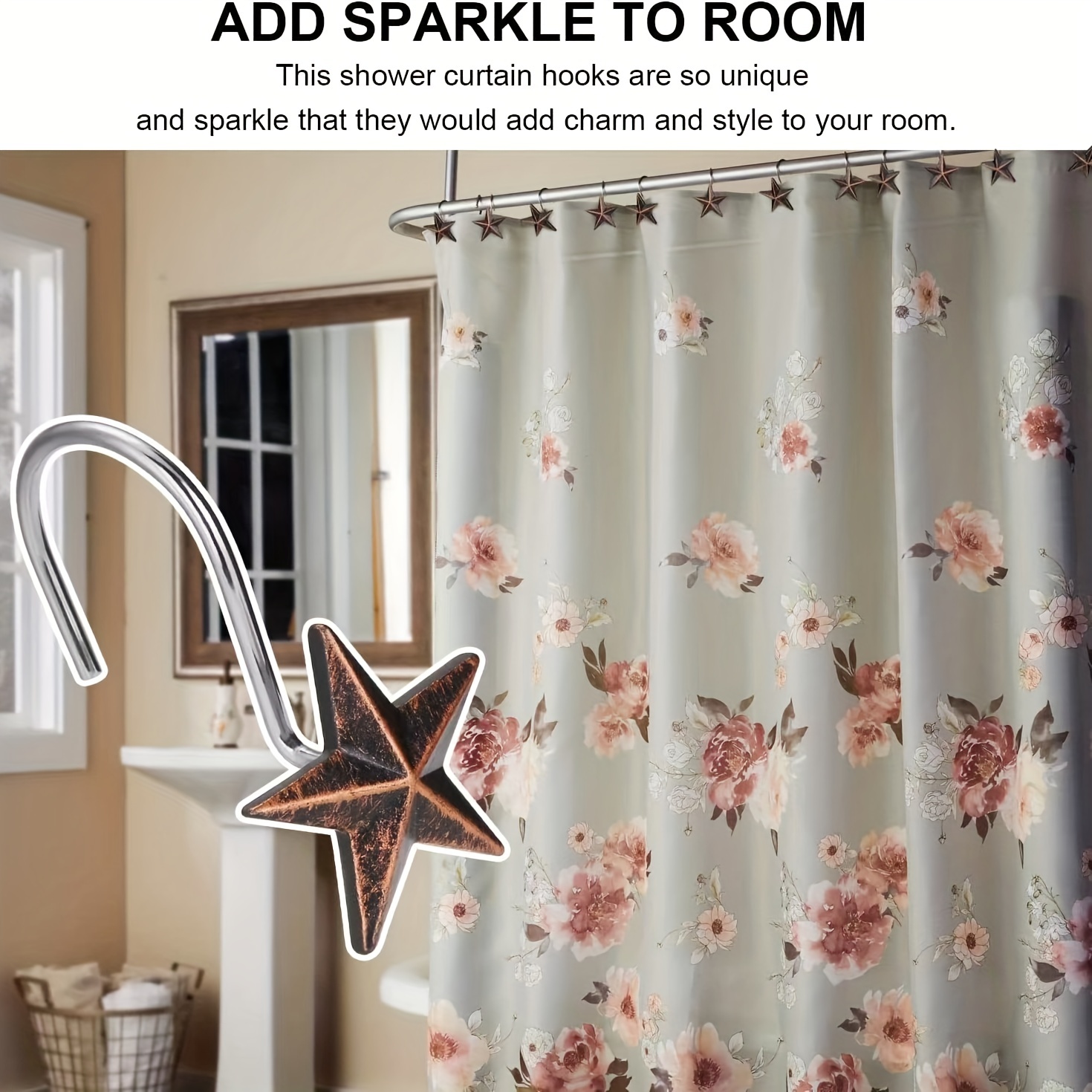 Star Charm Shower Curtain Hooks Decorative Shower Curtain - Temu