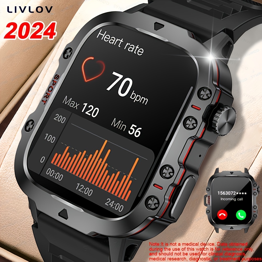 Military Smart Watch for Men (Answer/Dial) Flashlight 1.45” Rugged Smart  Watch 100+ Sports Modes IP68 Waterproof Fitness Watch with Heart Rate Sleep
