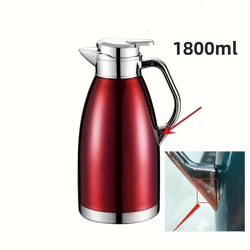 1L Thermal Coffee Carafe Double Walled Thermal Carafe Pot With Wood Handle  Water Kettle Insulated Flask Tea Carafe Keeping Hot Cold