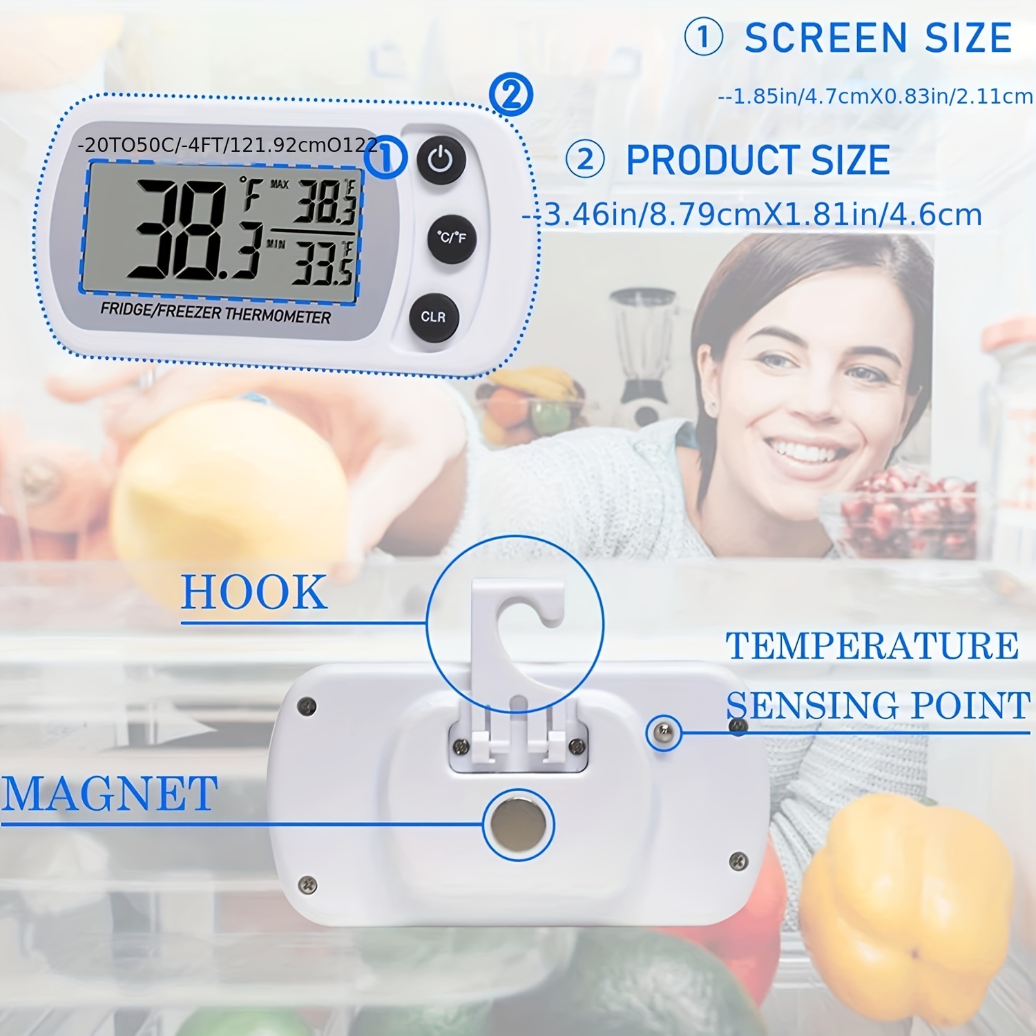 Termómetro Digital Refrigerador Termostato Pantalla Lcd - Temu