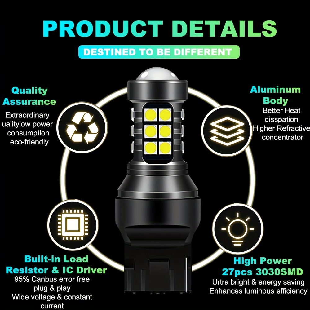 7440 - W21W - T20 LED Bulb Ultimate Ultra Powerful - 24 Leds CREE - Anti  OBC Error