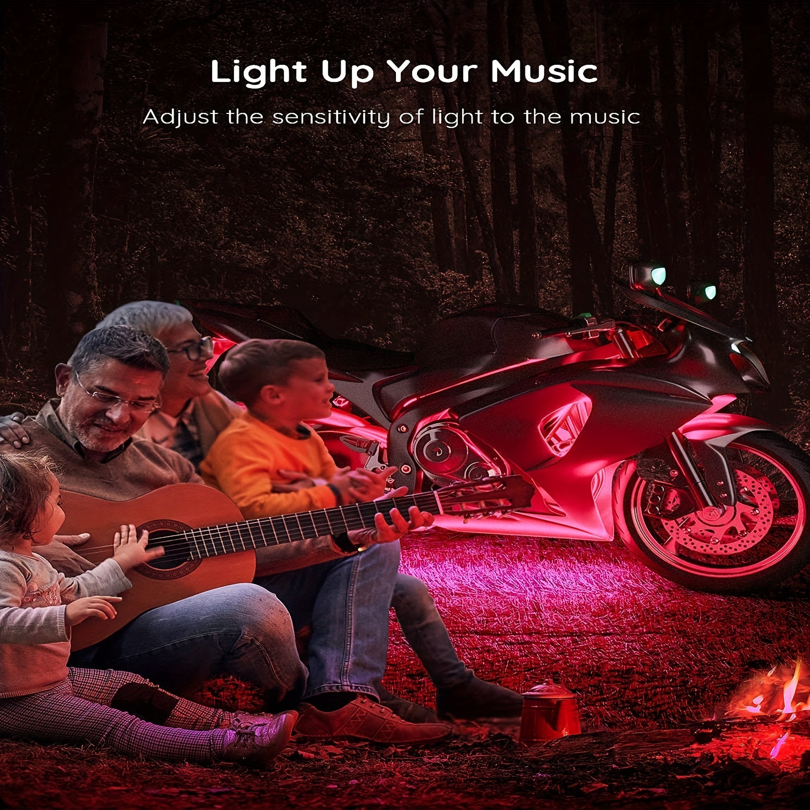 12in1 Motorrad LED RGB Streifen Beleuchtung Unterboden Atmosphäre Licht APP