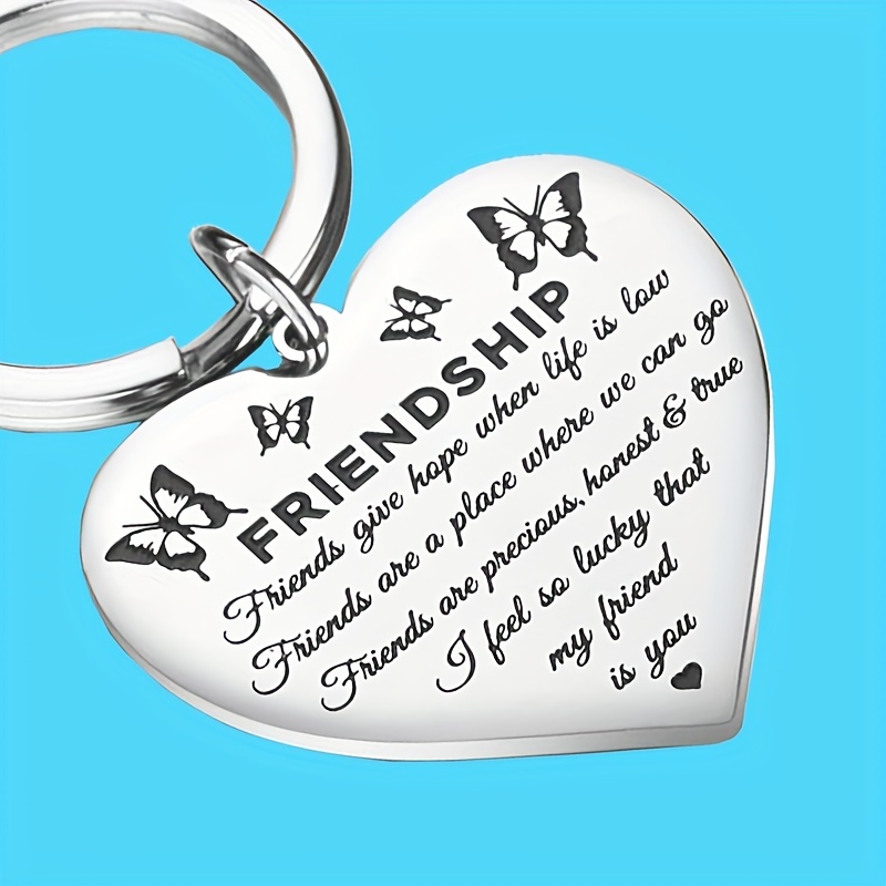 Funny Friendship Keychain Stainless Steel Key Chain Ring Graduation Birthday Christmas Day Gift for BFF Besties,Temu