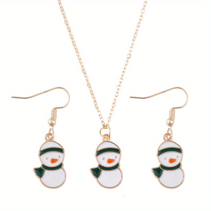 ZhouWei Weihnachtsschmuck Set - Halskette & Ohrringe Mit Weihnachtsmann Motiv