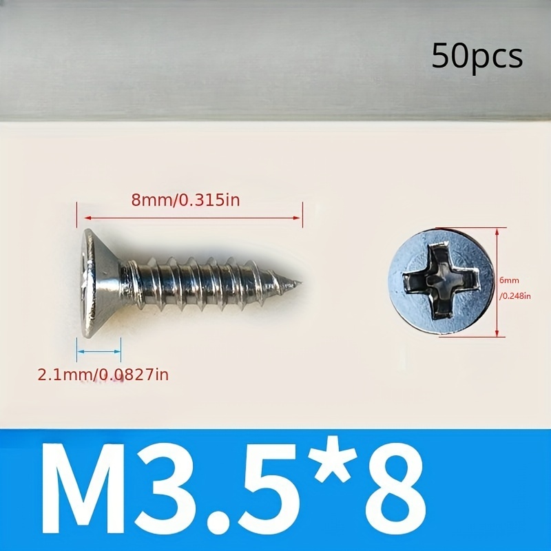 M3.5 Screws Nickel Plated Countersunk Head Tapping Screws - Temu