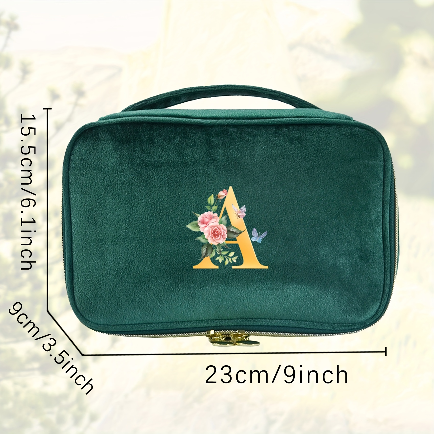 Green velvet makeup discount bag