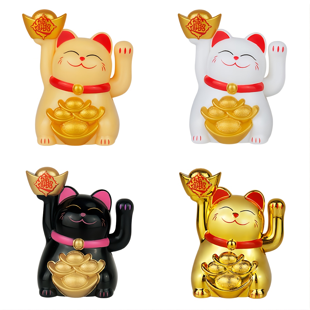 Statue deco,Tirelire japonaise en céramique de 8 pouces, chat porte-bonheur  Maneki Neko avec Daruma, chat porte-bonheur FengShui