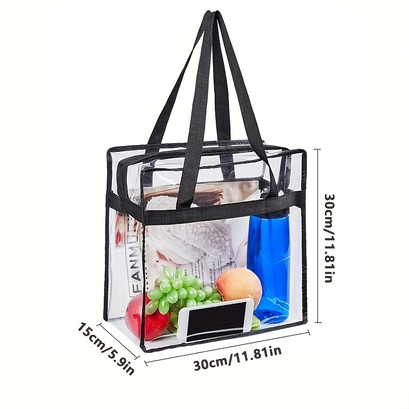 2pcs Clear Tote Bags Large Capacity Transparent Shoulder Bag With Zipper  Flexible Clear Lunch Bag Multipurpose Transparent * For Concerts Sporting