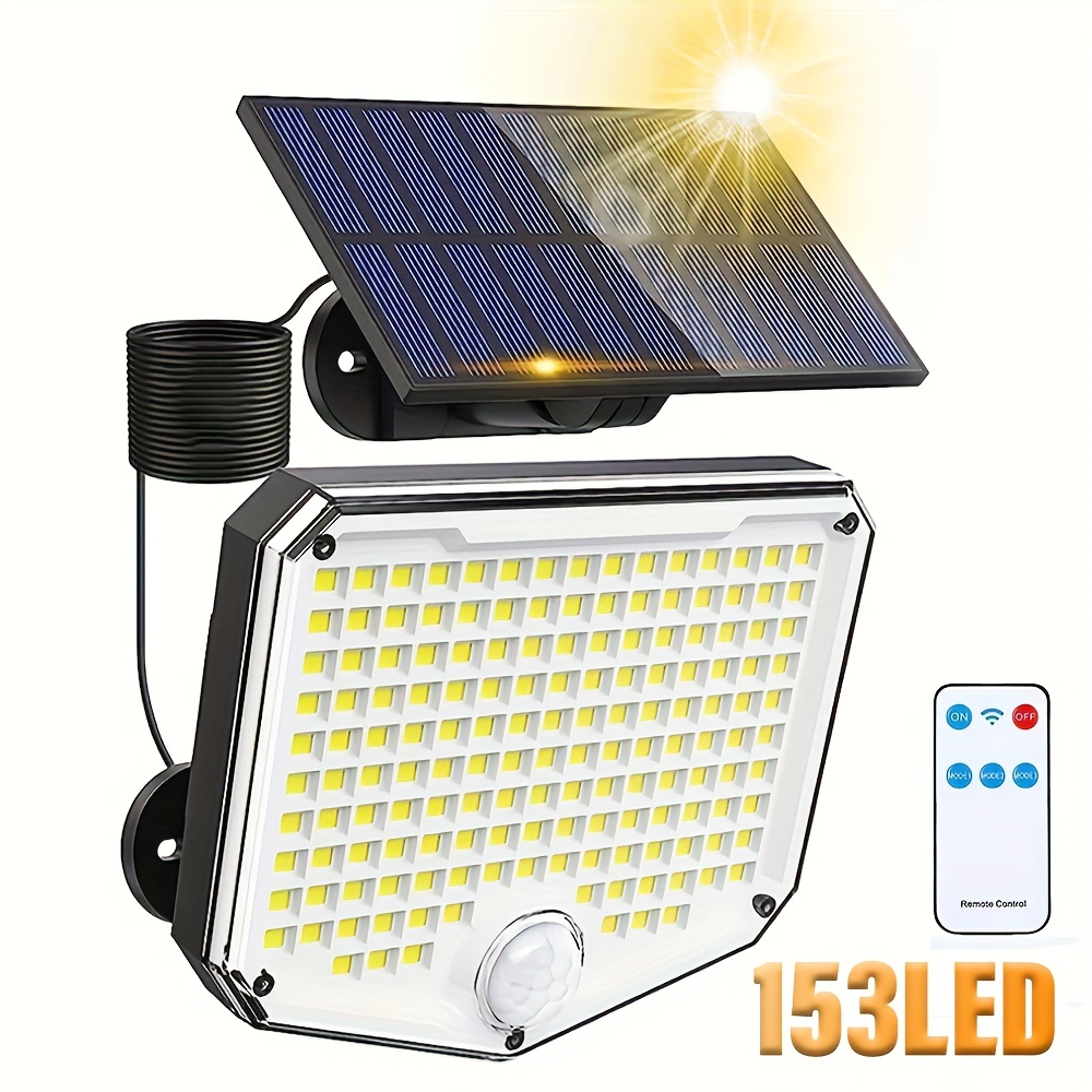 Foco Solar Sensor de Movimiento Exterior: Luces LED Solares para Exteriores  Impermeable - Lamparas Solares con Cable de 16.5 pies Luz Solar Interior