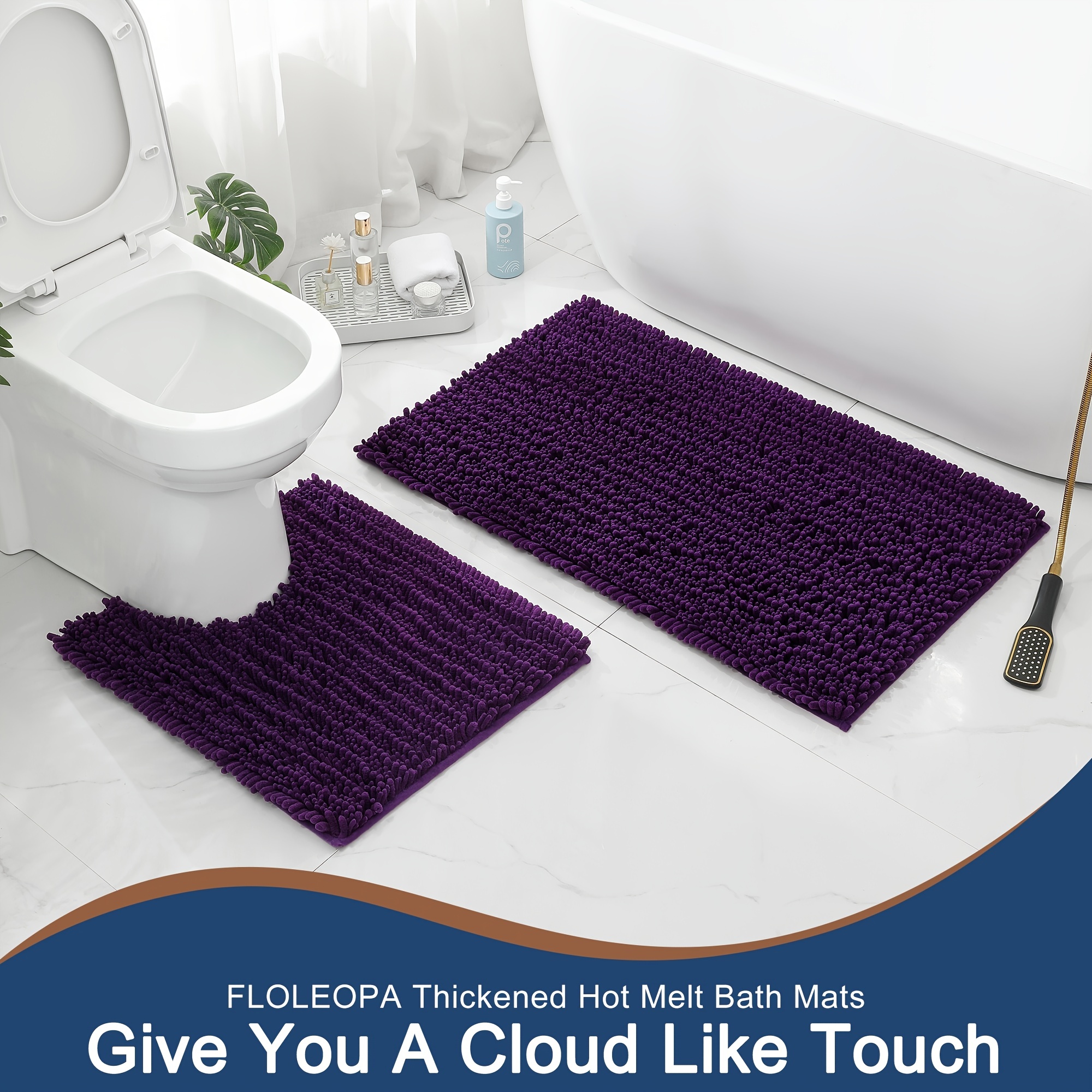 Extra Long Bath Mat Washable Bathroom Rug Toilet Pedestal Mats