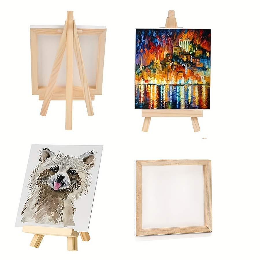 9.4 Inch Stretch Canvas And Wooden Frame, Art Frame Support And Canvas Set,  Desktop Wooden Display Rack And Canvas Panel For Artists, Adults, Mini  Canvas And Small Art Frame Set