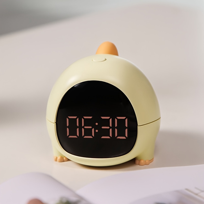 Réveil intelligent, veilleuse, joli dessin animé, mini horloge numérique,  minuteur, affichage de la température, fonction snooze, réveil, petit