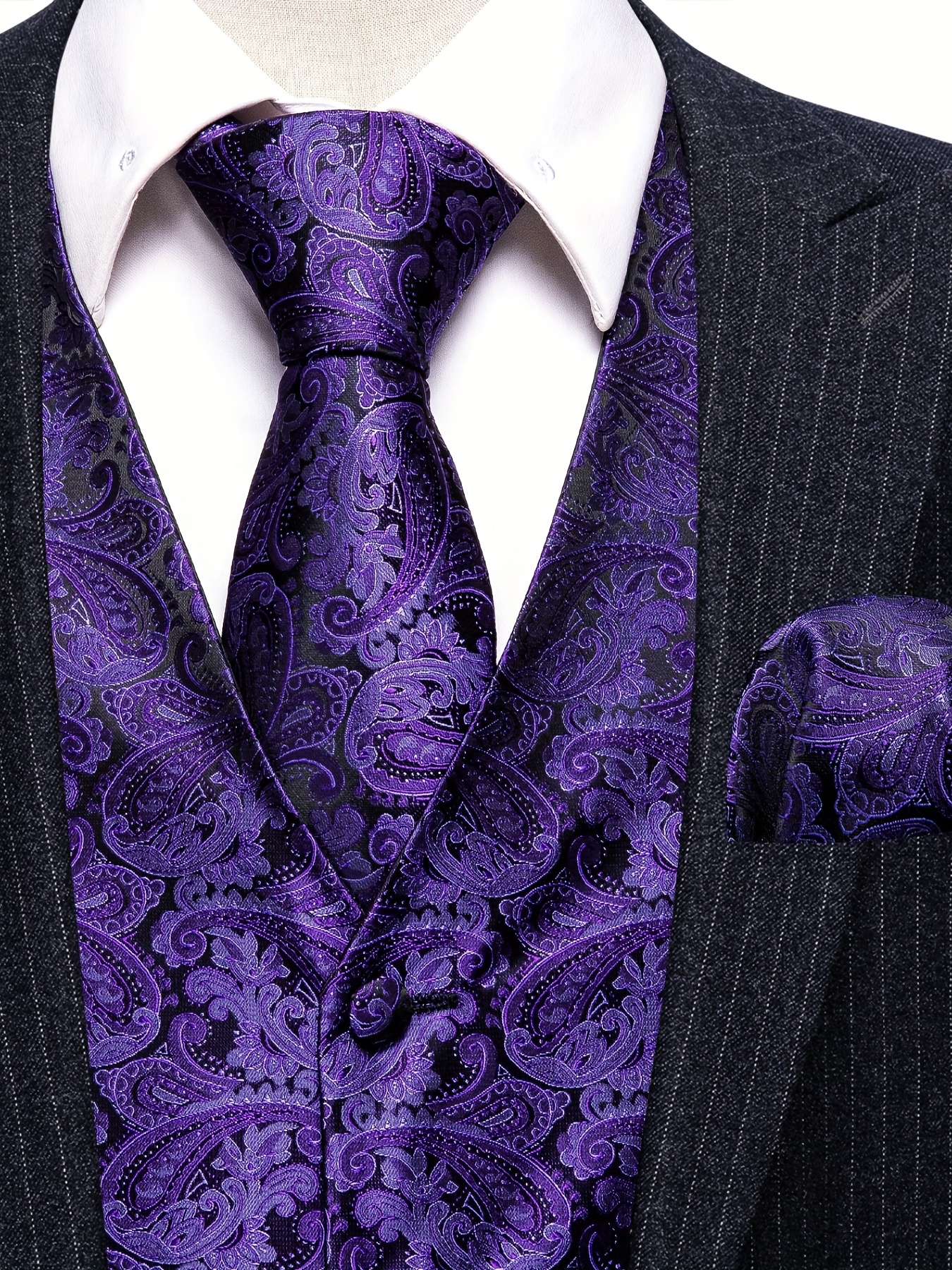 Purple & Black Paisley Suit