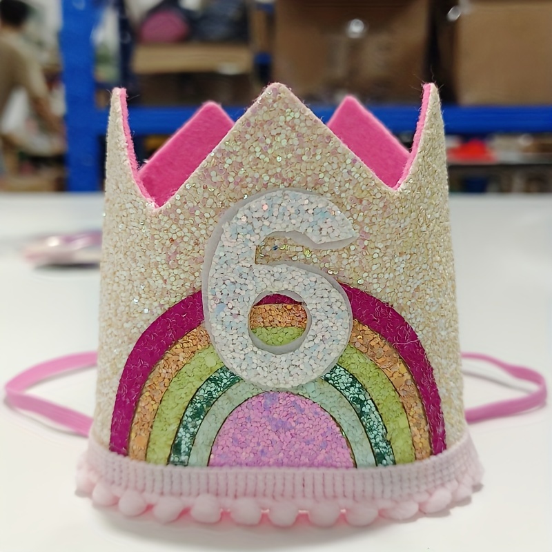 Felt Rainbow Birthday Party Crown 1st 2nd 3rd Happy Number Hat Unicorn