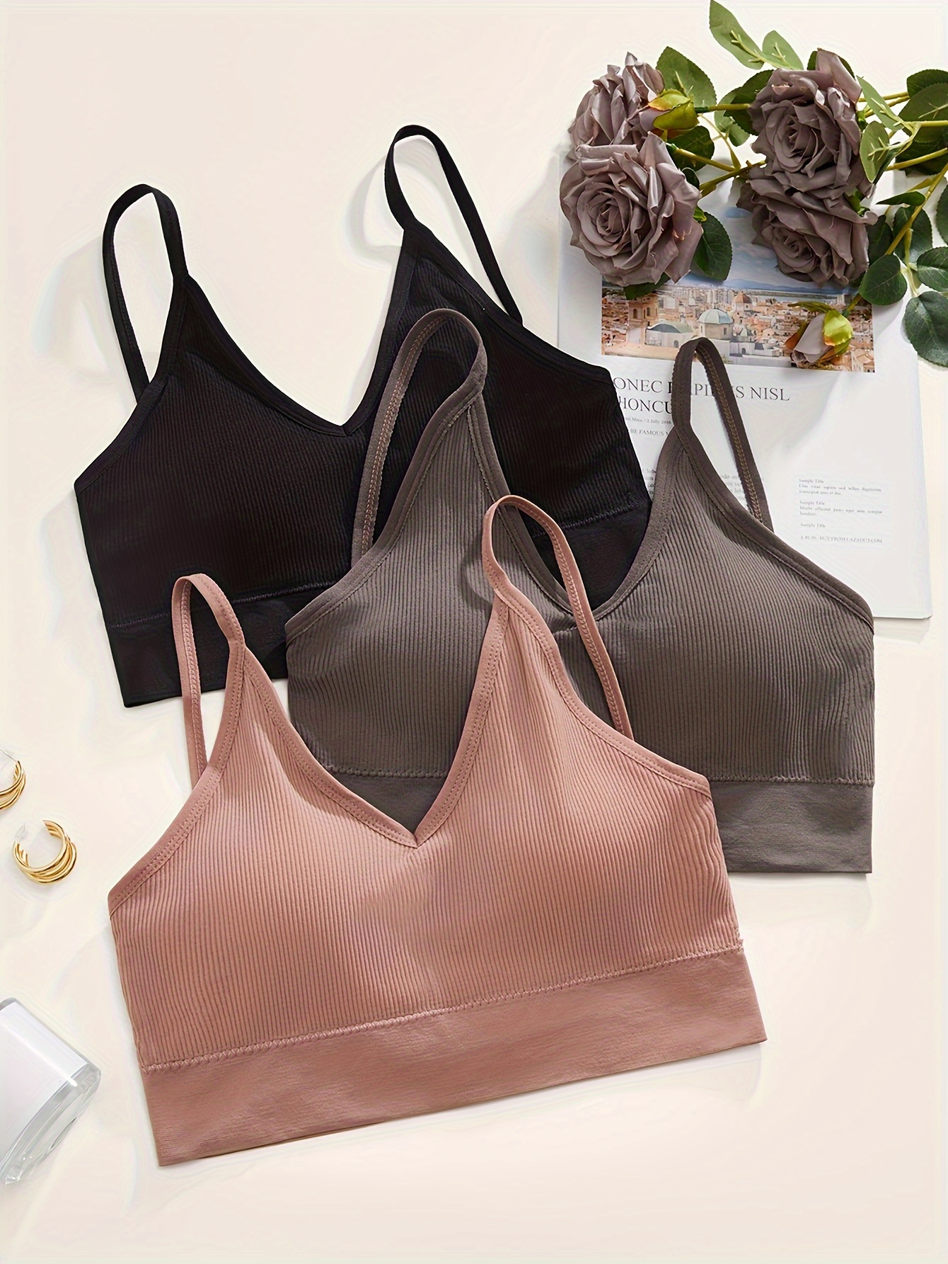 womens sexy leather adjustable bra wire-free
