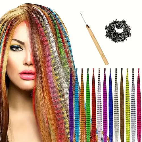  Hair Extension Beads, Lined Tinsel Beads Micro Hair Feather Extension  Beads with Silicone Small Beads for Extensions for Girl(500Pcs-Black) :  Beauty & Personal Care