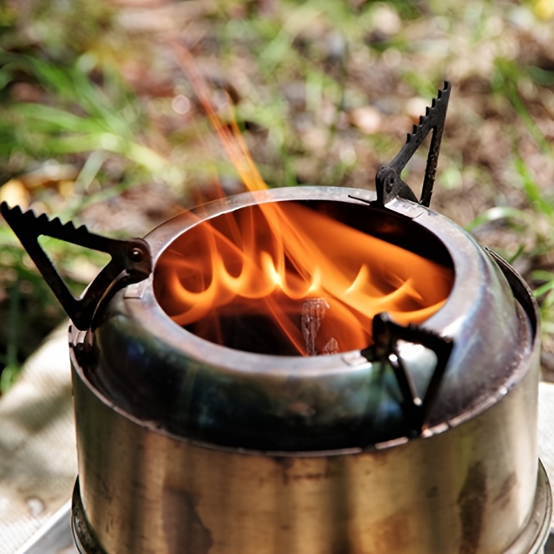 Estufa para acampar al aire libre, mini estufas de leña portátiles de acero  inoxidable