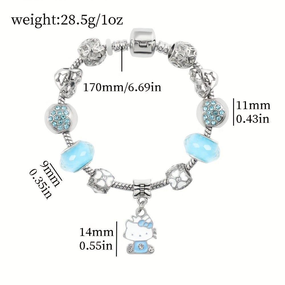 Kawaii DIY Bangle Hello Kitty Charms Bracelet Beads Fashion Y2K Jewelry for Party Gifts,Temu
