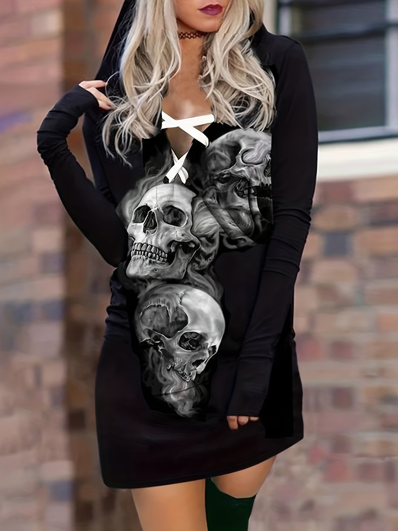 Plus Size Goth Outfits Set Women's Plus Skull Print Tie Dye - Temu