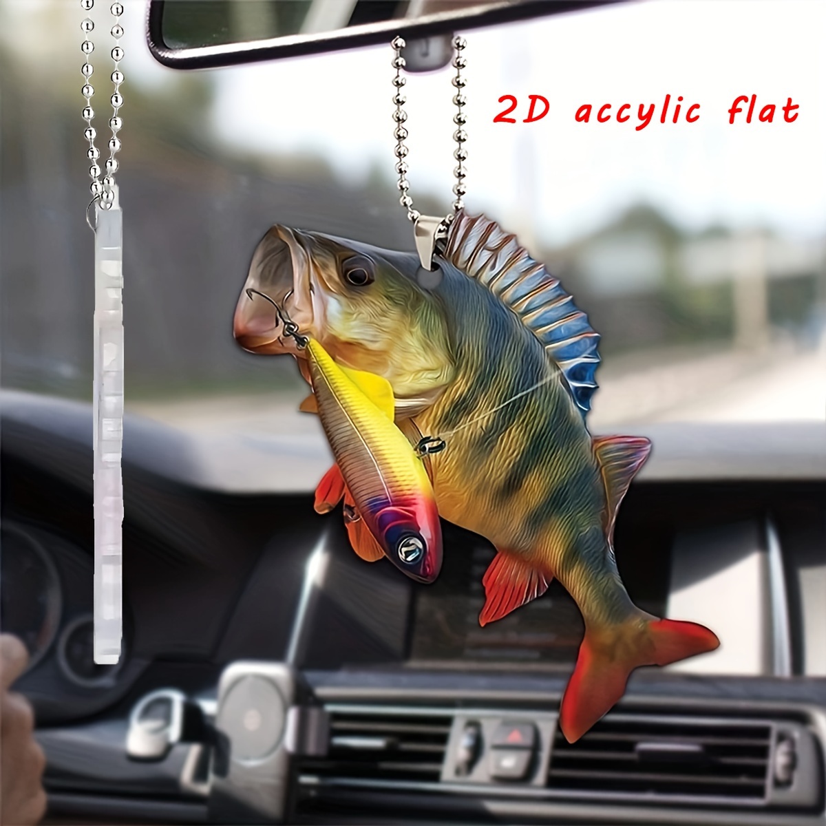 Creative And Interesting Fisherman Fish Acrylic Car Hanging Backpack  Accessories Christmas Home Decorations