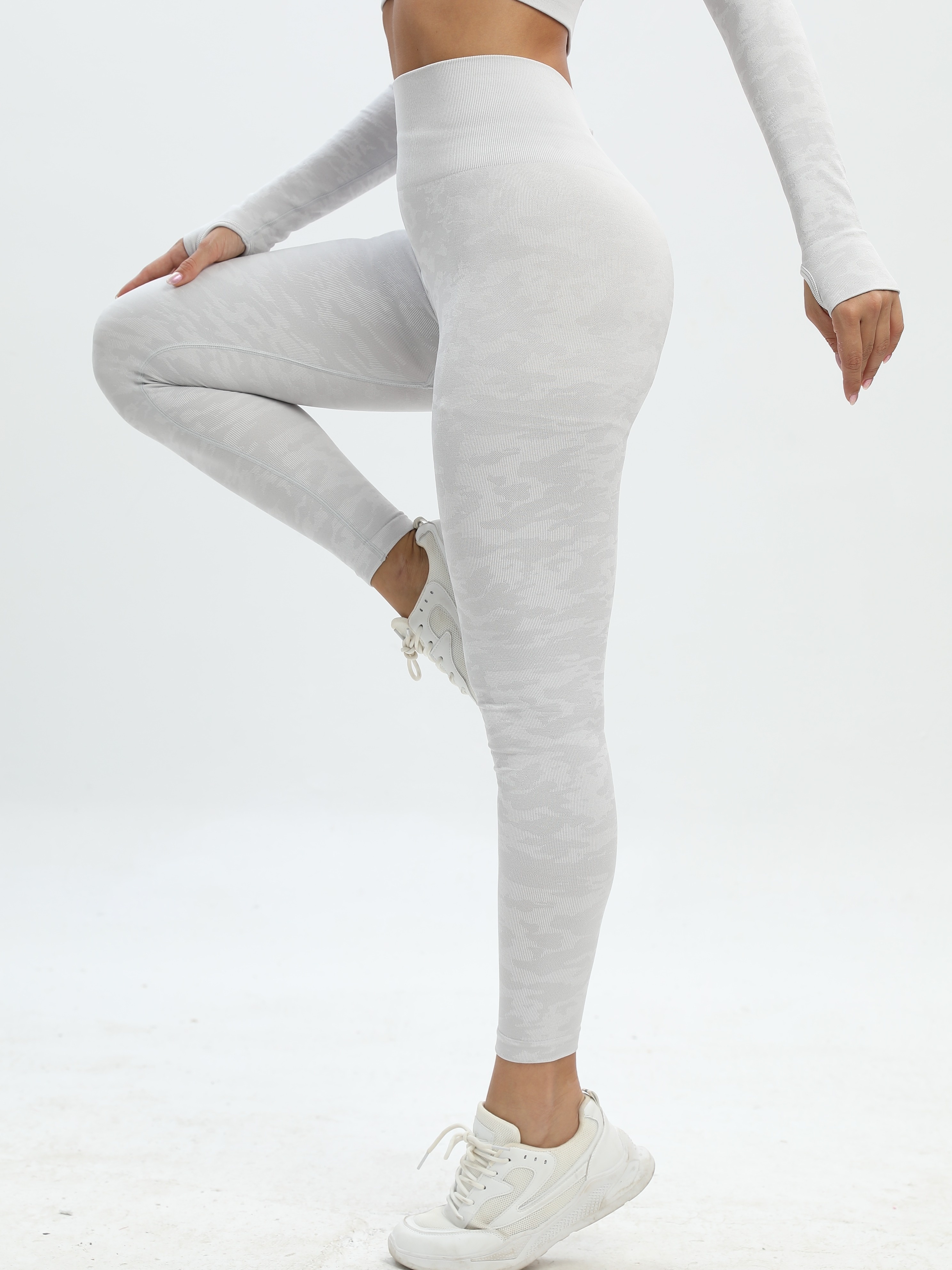 Women's Camo Print Yoga Set Sexy Long Sleeve Crop Top Butt - Temu Canada
