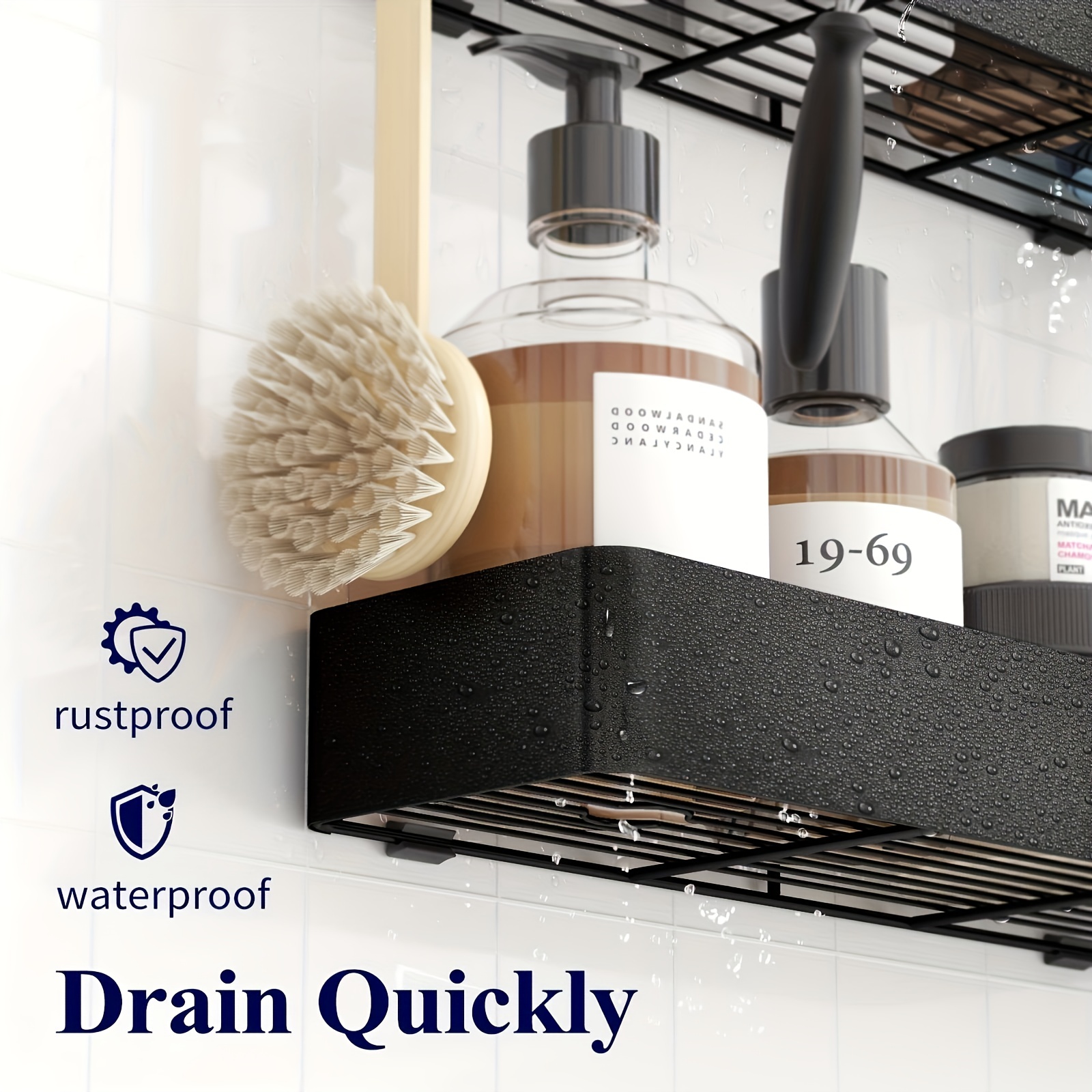 Rustproof Shower Organizer, Drillfree & Quickdry Shower Shelves