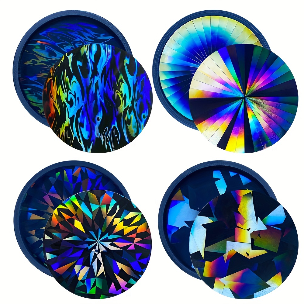 2Pcs RESIN Holographic Resin Molds, Round Laser Coaster Silicone Molds for  Epoxy Resin, Shiny Molds for Resin Casting, DIY Cup Mat 