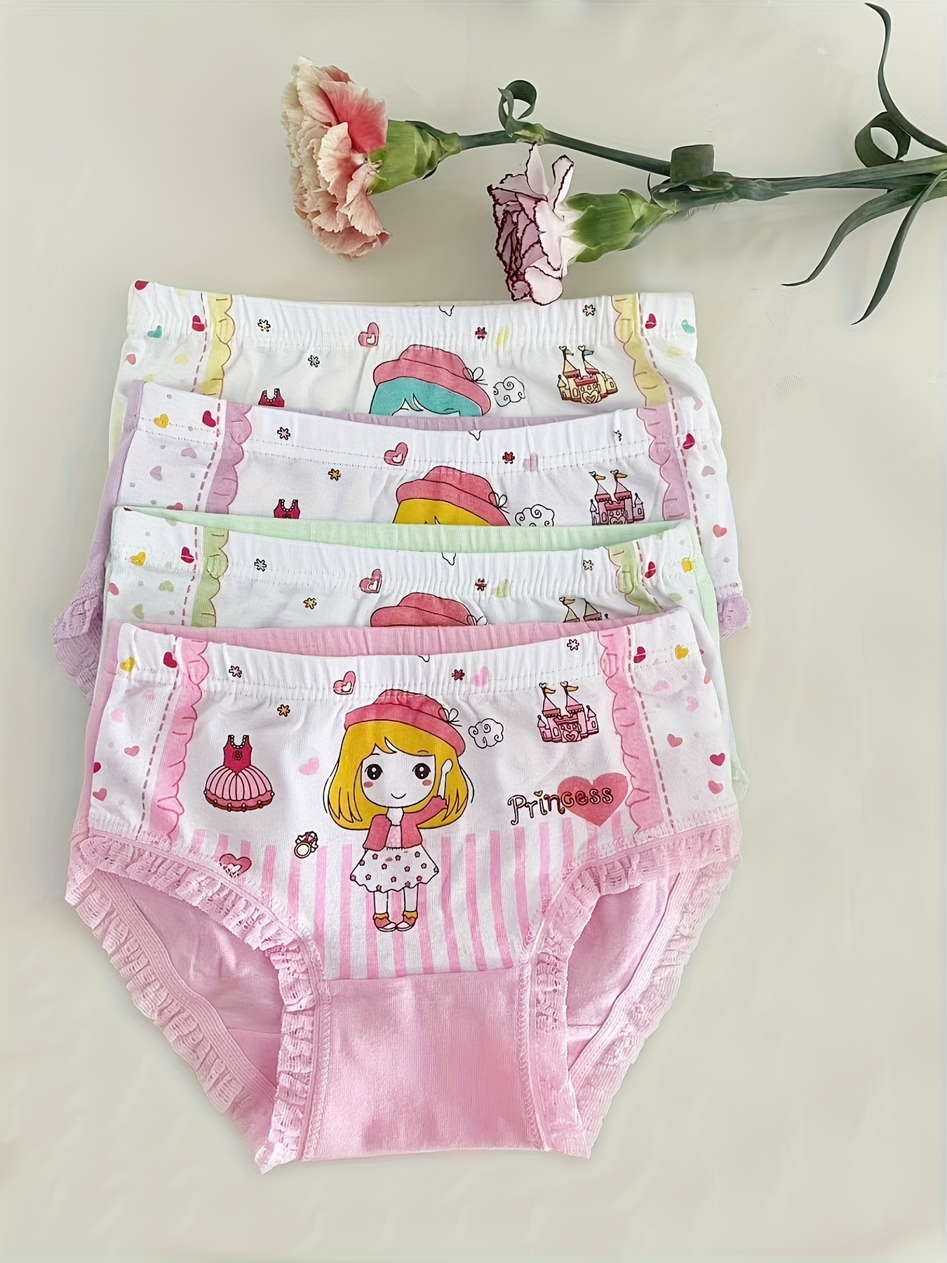 4 Pack Bow Girl Boxer Briefs Cute Strawberry Print Girls Panties Cotton  Baby Girls Panties 