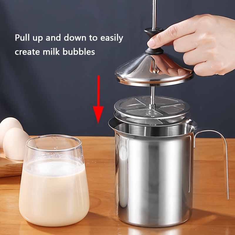 Manual Milk Frother, Creamy Milk Foam Maker, Stainless Steel