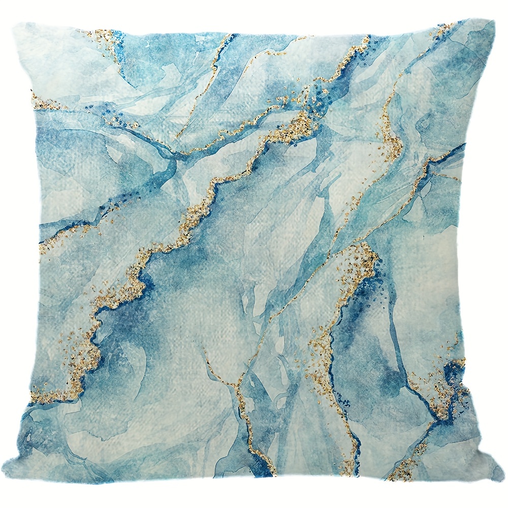 Textured Marble - Indigo Blue Throw Pillow by SilverPegasus