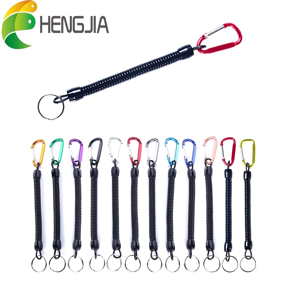 Retractable Fishing Coiled Lanyard with Carabiner Steel Wire Extension  Tether for Fishing Rods, Fishing Pliers, Fishing Grips Fishing Tool
