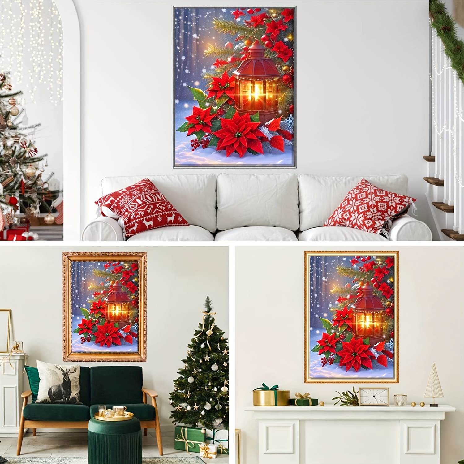  IPISSOI Christmas Flower 5D Diamond Painting Kits DIY for  Adults Kids Vintage Beautiful Poinsettia Holly Leaves and Berries DIY  Diamond Paint by Numbers Kit for Home Wall Decor 12X16 Inch