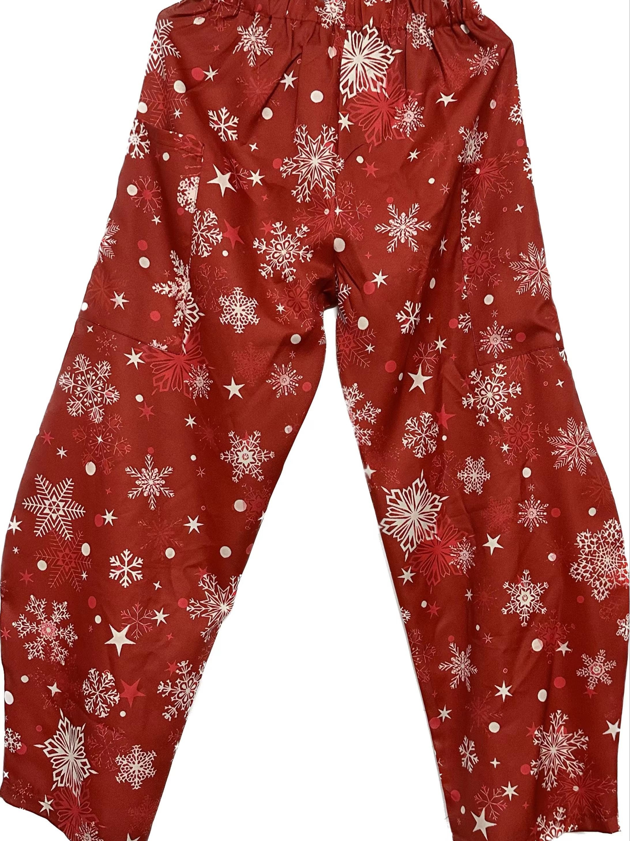 Pantalones deportivos de Navidad con estampado de copos de nieve