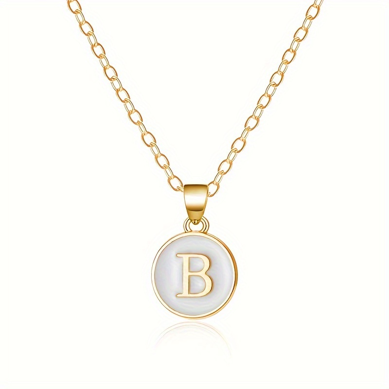 TEMU 1pc Letter Pendant Necklace, 26 Letters Women's Iron Alloy Clavicle Chain Alloy Geometric Round Letter Pendant Necklace