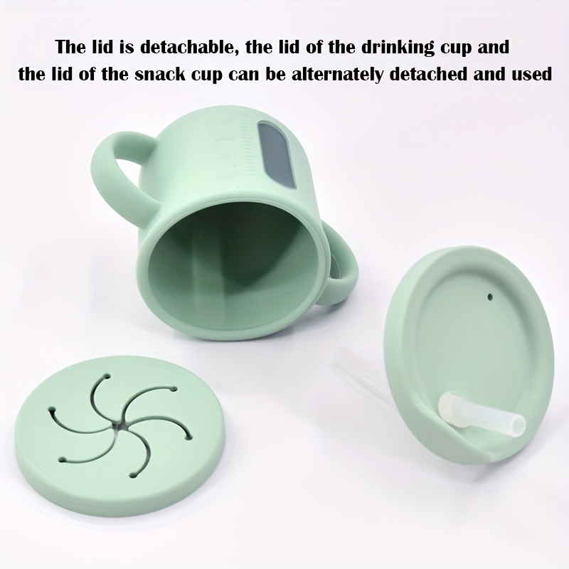 Children's Sippy Cup Binaural Drinking Snack Cup Double Ear Handles With  Baby Straw Cups Silicone Learning Drink Cups - Temu