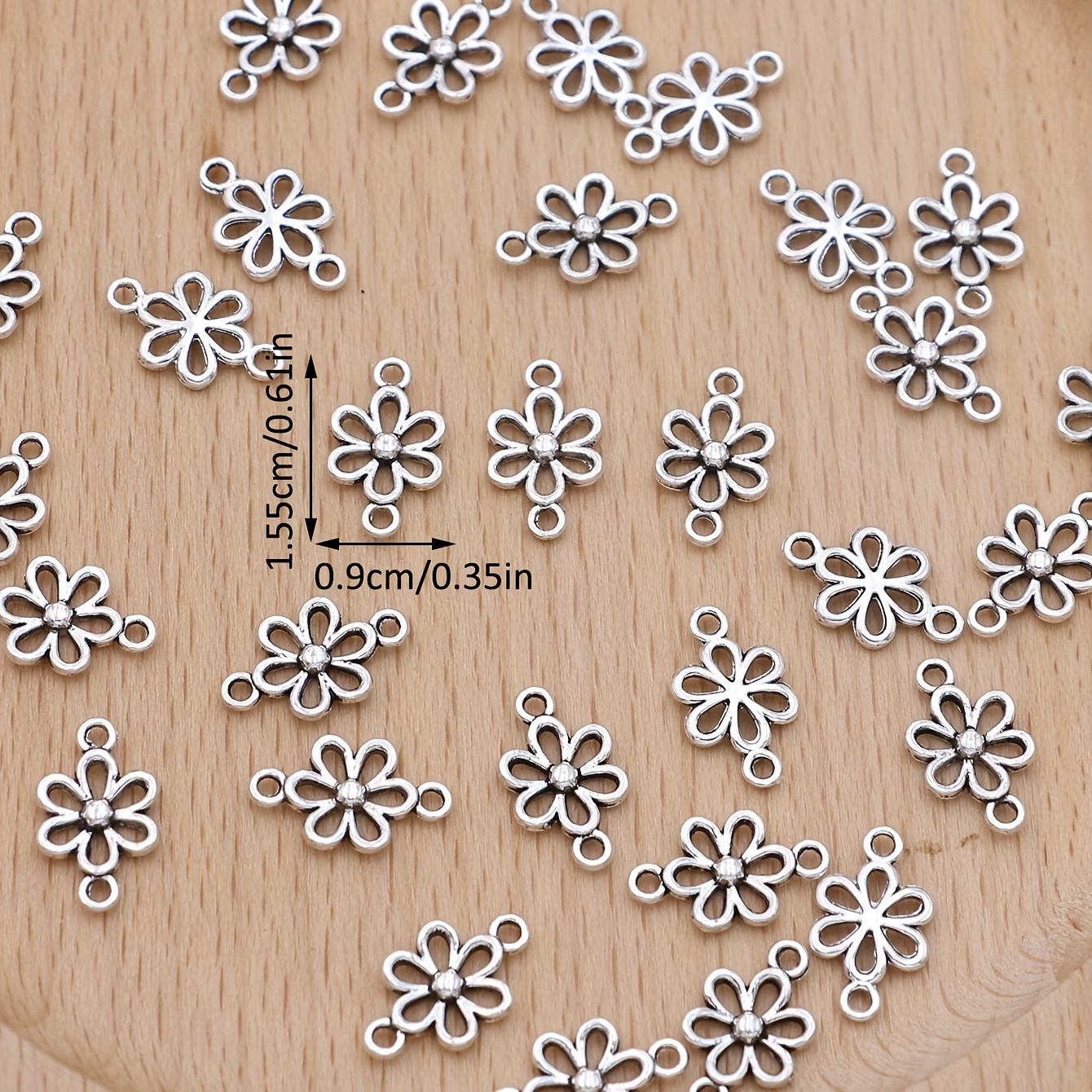 Antique Silver Plated Flower Charms Pendants For Jewelry - Temu