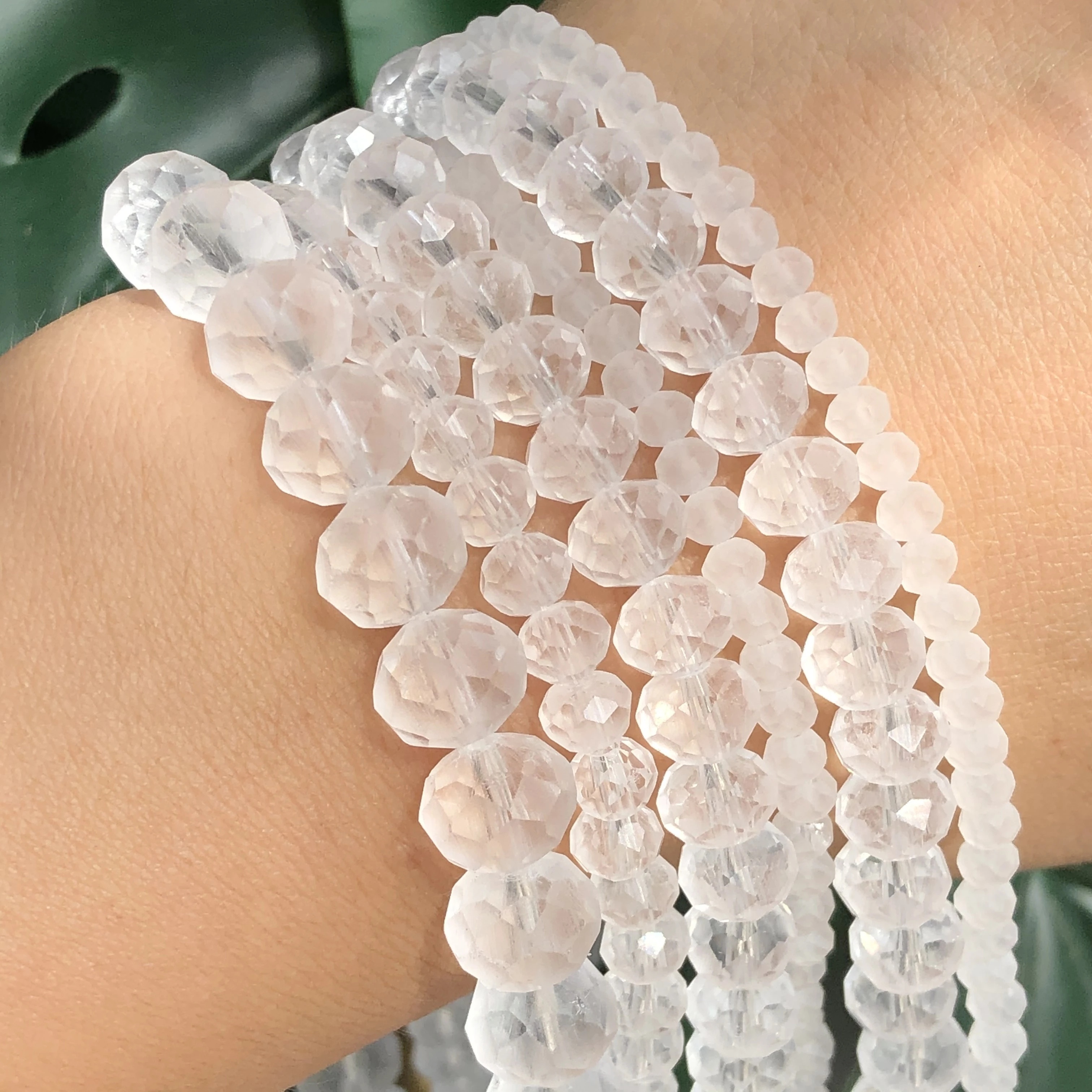 4/6/8mm Faceted Matte White Crystal Glass Round Rondelle Beads Loose Spacer  Beads Elegant Fashion For Bracelet Necklace Earrings DIY Jewelry Making Cr