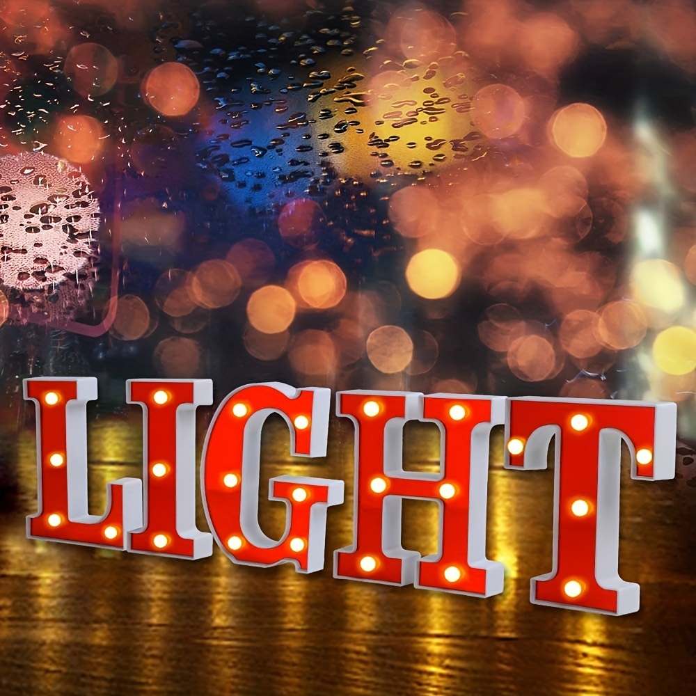 Letrero de letras con luces LED para luz nocturna, luz de nombre  personalizable, letras grandes con luces, marquesina de boda, alimentada  por pilas