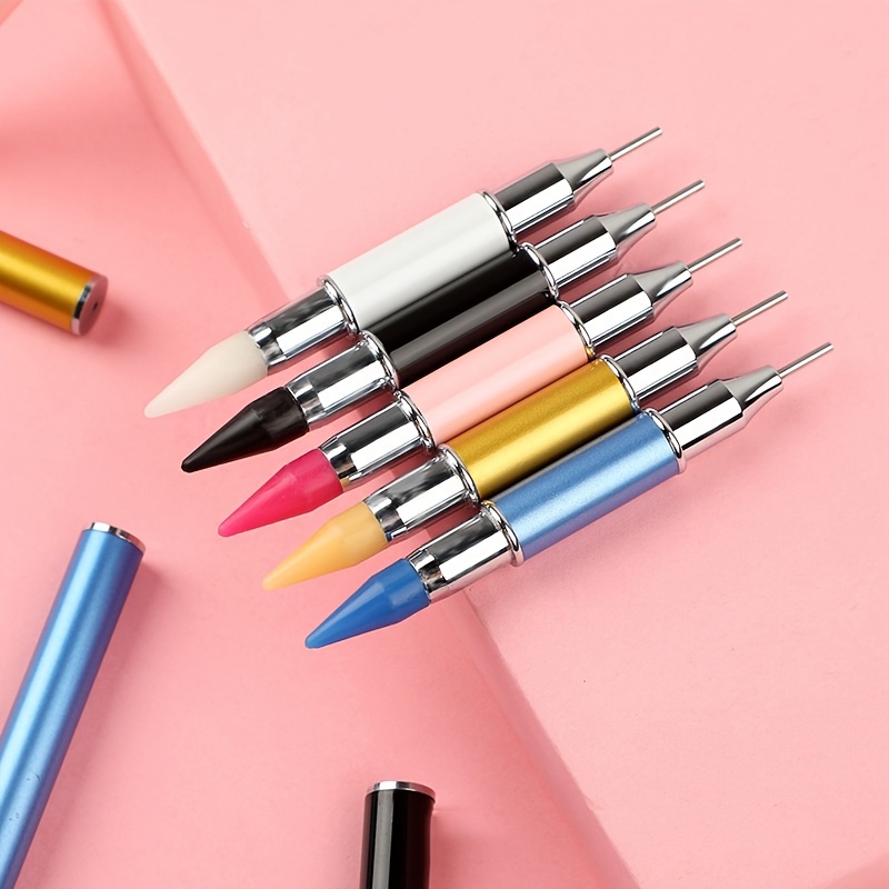 5pcs Rhinestone Picker Pen, Nail Art Wax Pen For Rhinestones Pick Up,  Dotting Tool For Nail Art DIY Decoration