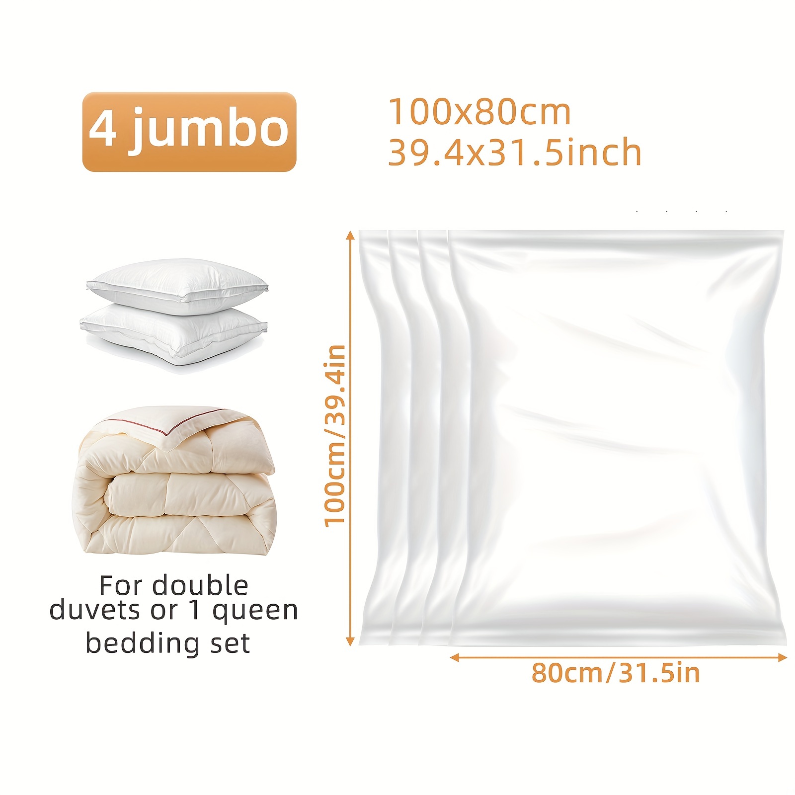 TAILI Jumbo Vacuum Storage Bags -5 Pack(3 x Jumbo,2x Large