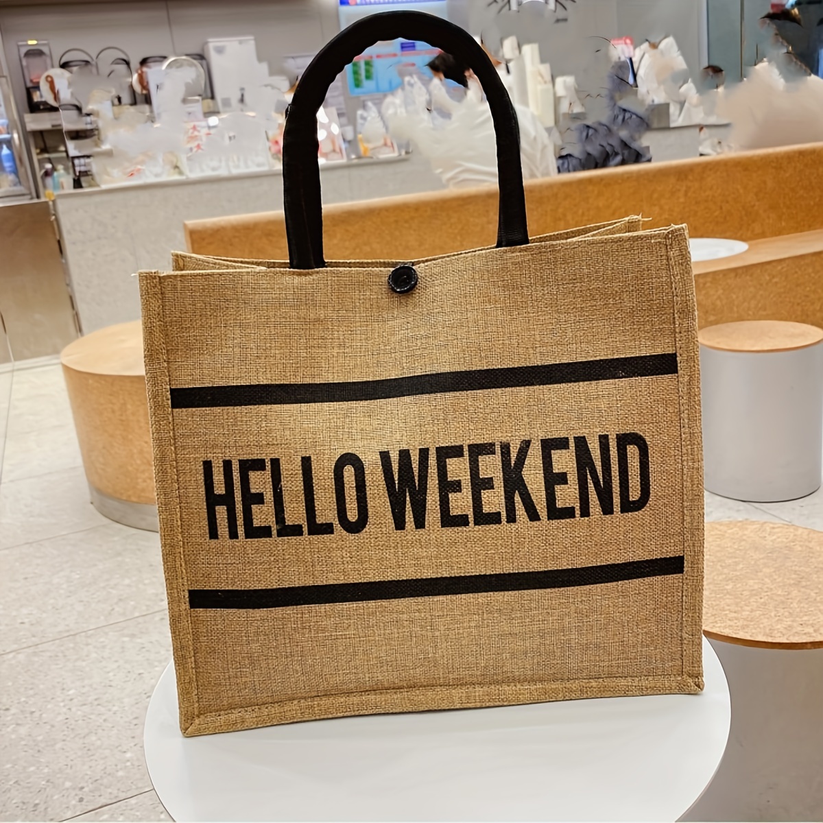 Borsa Tote In Tela Da Donna 1pc Con Stampa Di Lettere Per Lo Shopping