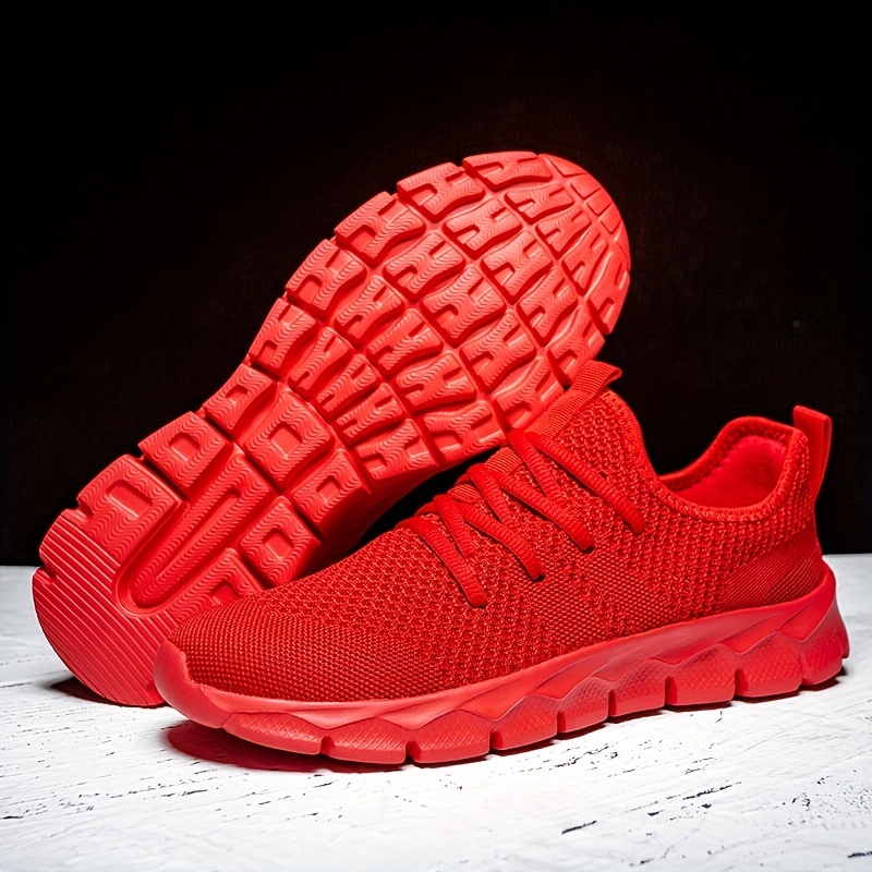Red Lace Mesh Running Shoes for Women