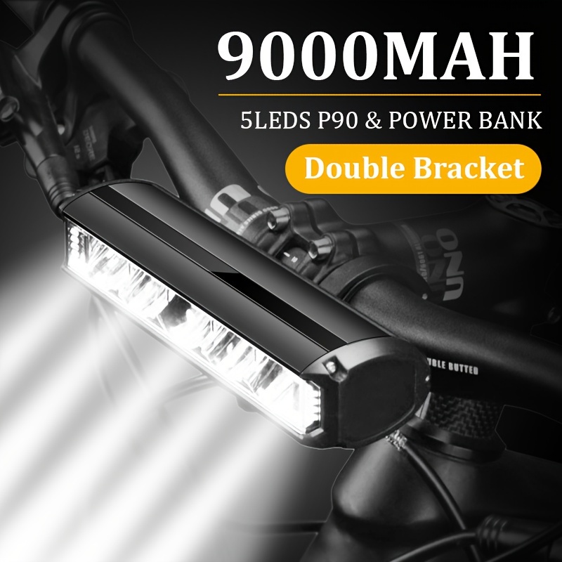 Luces de bicicleta, faros delanteros de bicicleta impermeables,  superbrillantes de 10000 lúmenes 7 LED, con batería recargable de 9000 mAh,  para