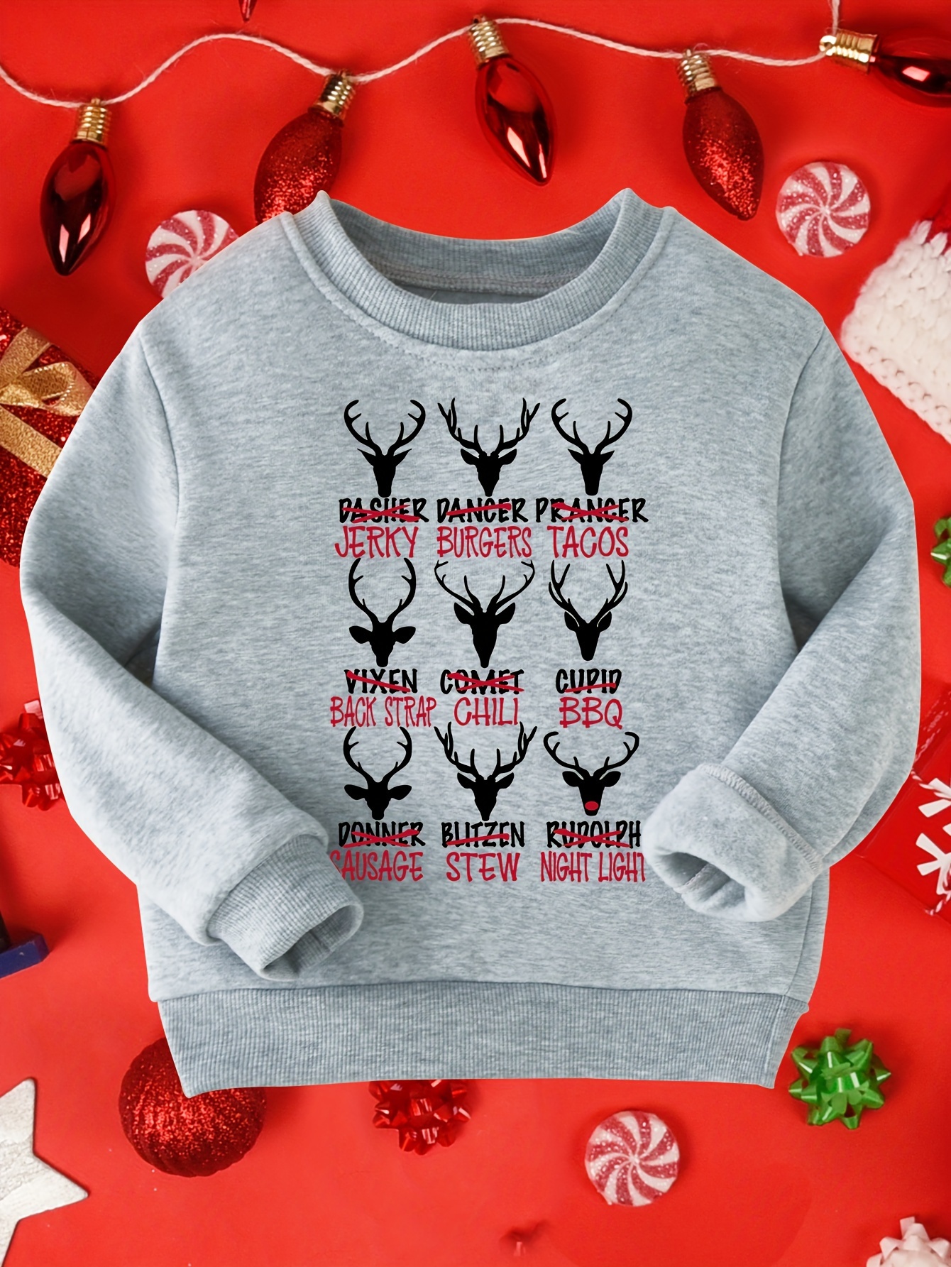 Christmas Reindeer Letter Pattern Print Fleece Thick Warm - Temu Canada
