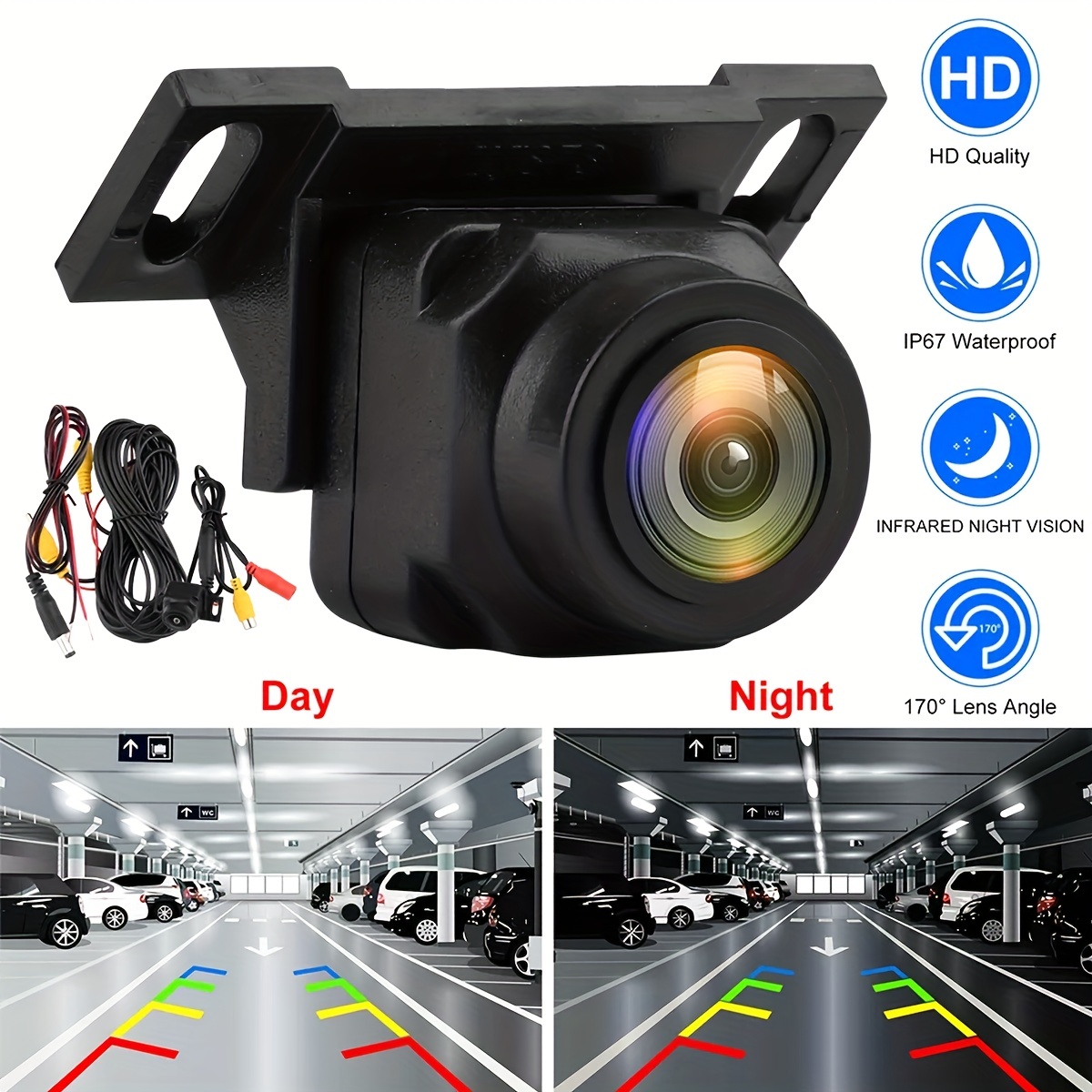 Solar Powered Magnet Rear View Camera Ips Monitor Wireless Kit For Rv Truck  Car Big Vehicle Hd Backup Camera Rechargeable Battery - Temu