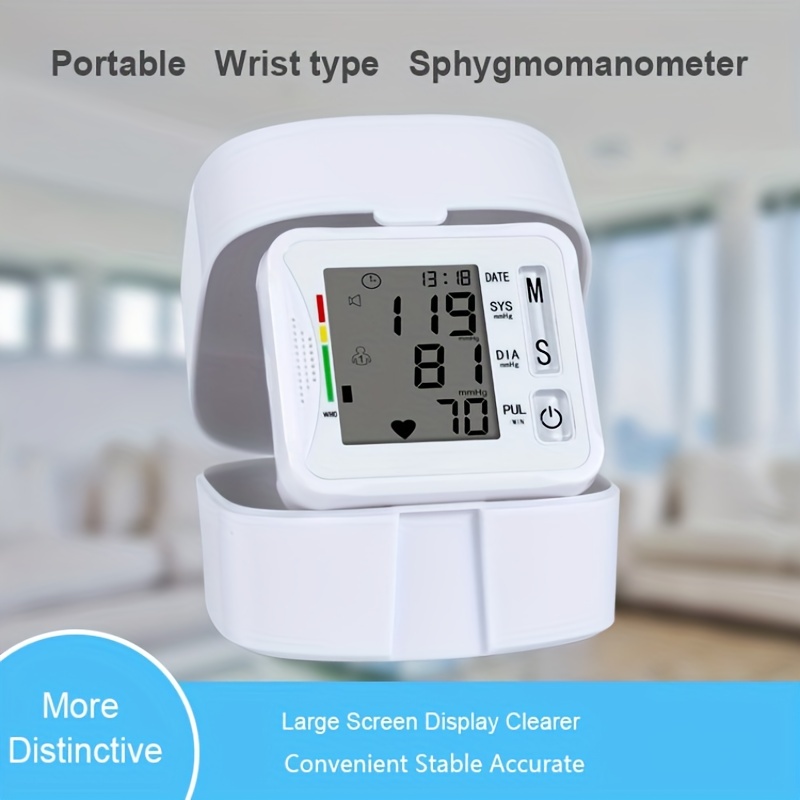 1pc Blood Pressure Monitor Wrist Bp with Voice & LCD Display