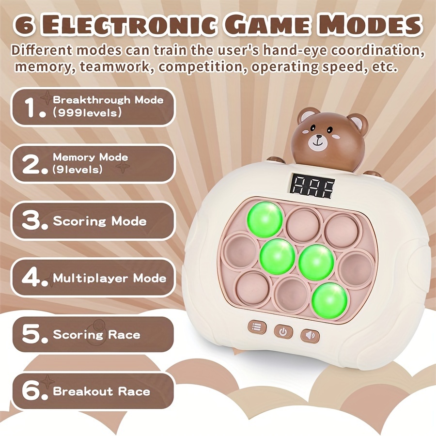 Pop Fidget Toys Sensory Handheld Game Pro Pour Adultes, Console De Jeu À  Poussée Rapide Électronique Lumineuse Jouet De Soulagement Du Stress  Cadeaux