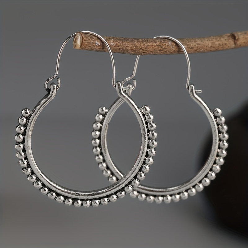 Silver Color Hoop Contemporary Hoops, Tribal Hoops, , Unique Jewelry, Handmade Earrings, Gifts For Her