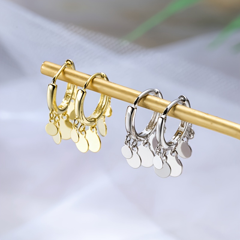 Copper Round Drop Earrings Synthetic Stone Plating Jewelry